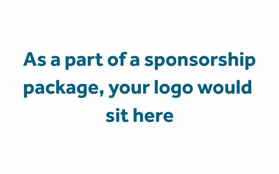 Text says "As a part of a sponsorship package, your logo would sit here" on a white background.