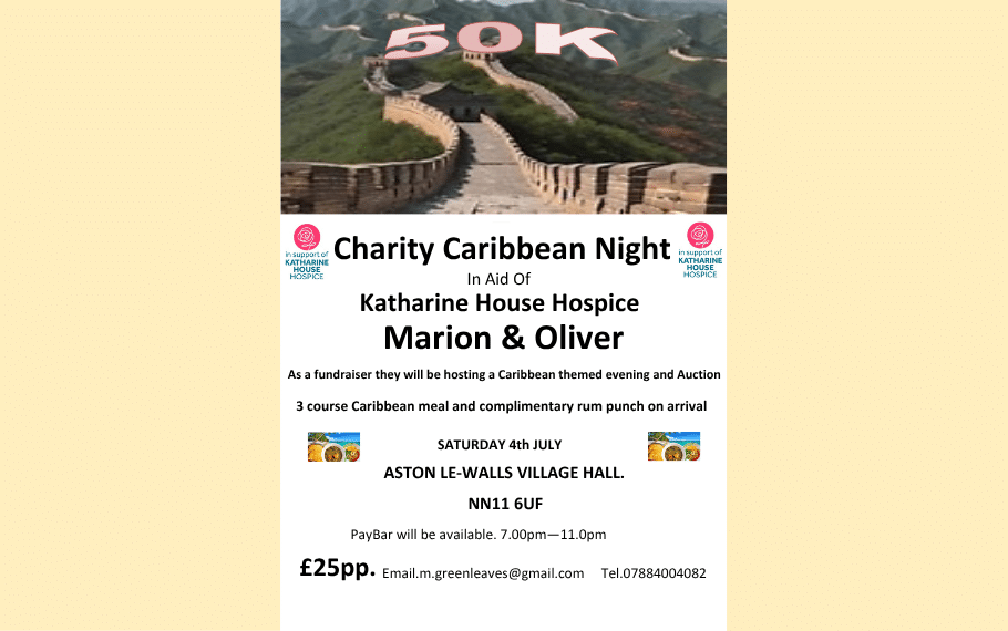 Charity Caribbean Night - 4 July 2026 - Poster Charity Caribbean Night in aid of Katharine House Hospice, Saturday 4th July
