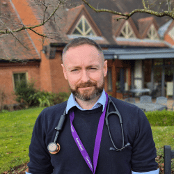Dr Matt in The Hospice garden Dr Matt in The Hospice garden
